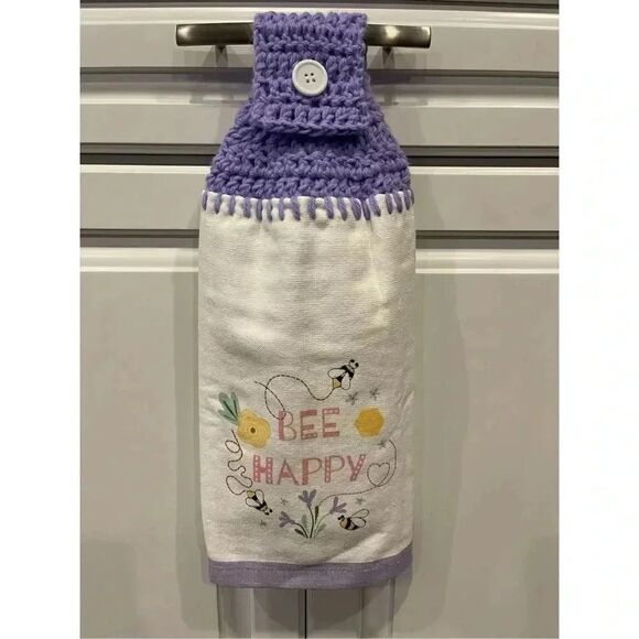 Crochet Top Kitchen Towel- Bee Happy - Picture 1 of 3